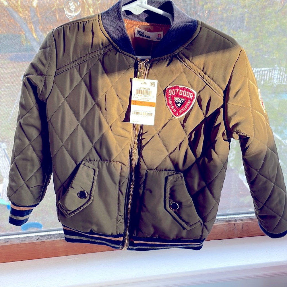 Epic Threads toddler boys navy green jacket